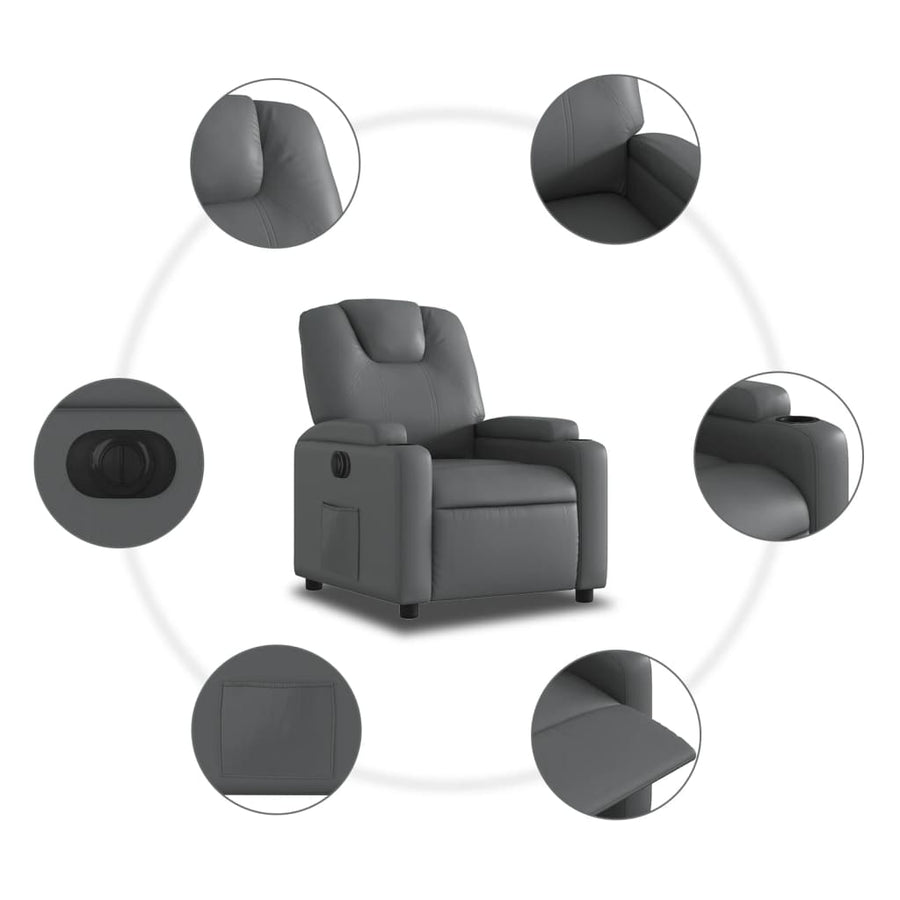 Fauteuil verstelbaar elektrisch kunstleer grijs 1 Nee