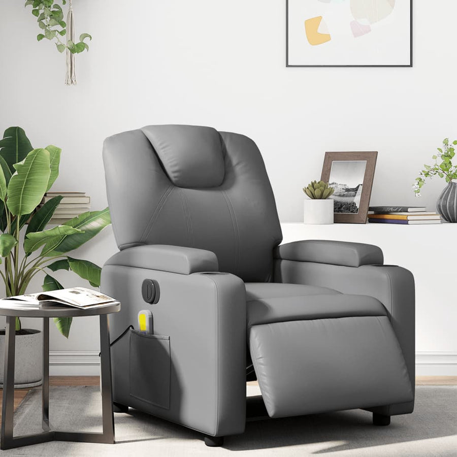 Massagestoel Verstelbaar Elektrisch Kunstleer Grijs Ja Elektrisch verstelbaar