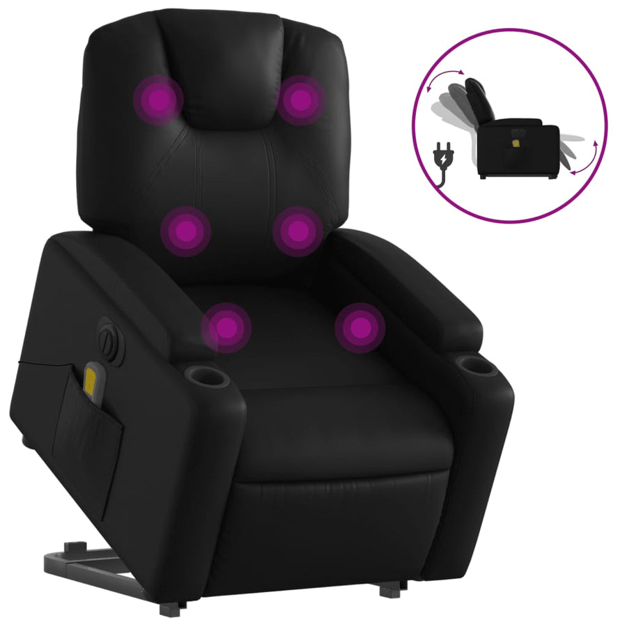Sta-Op-Massagestoel Elektrisch Kunstleer Zwart Ja Elektrisch verstelbaar
