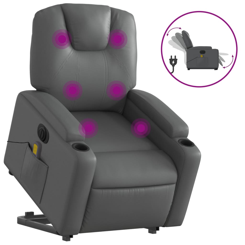 Sta-Op-Massagestoel Elektrisch Kunstleer Grijs Ja Elektrisch verstelbaar