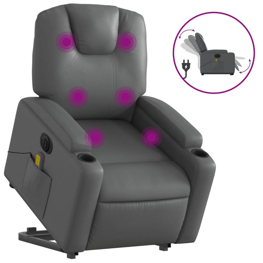 Sta-Op-Massagestoel Elektrisch Kunstleer Grijs Ja Elektrisch verstelbaar