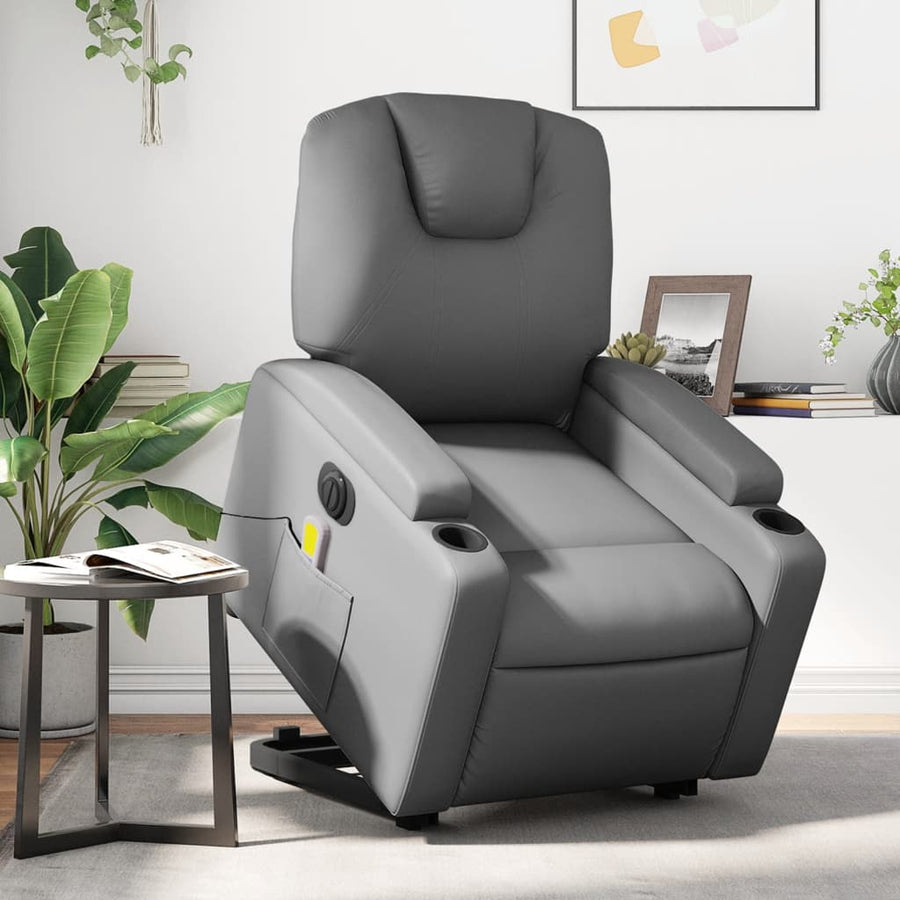 Sta-Op-Massagestoel Elektrisch Kunstleer Grijs Ja Elektrisch verstelbaar