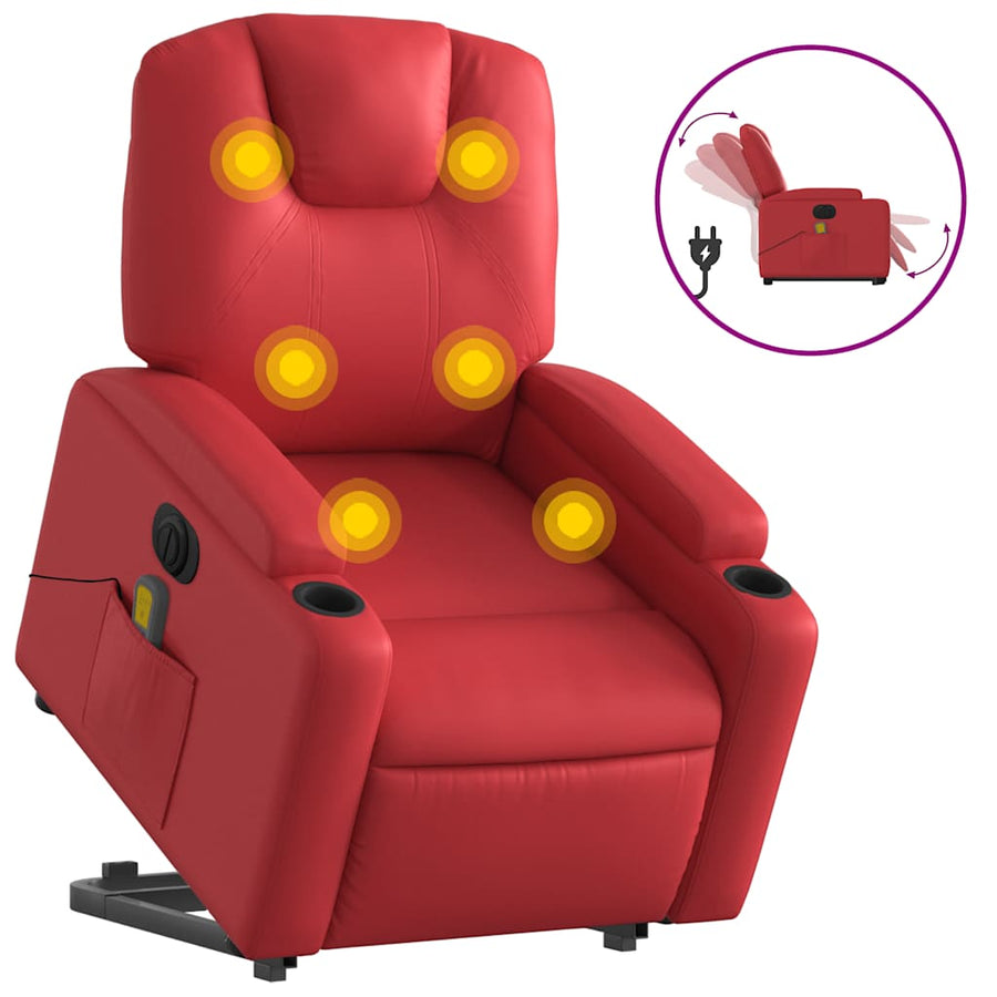 Sta-Op-Massagestoel Elektrisch Kunstleer Rood 1 Ja