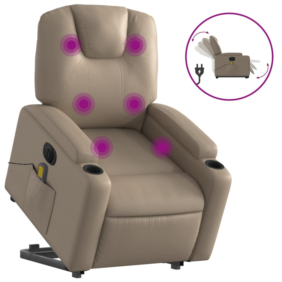 Sta-Op-Massagestoel Elektrisch Kunstleer Kleurig Cappuccino Ja Elektrisch verstelbaar