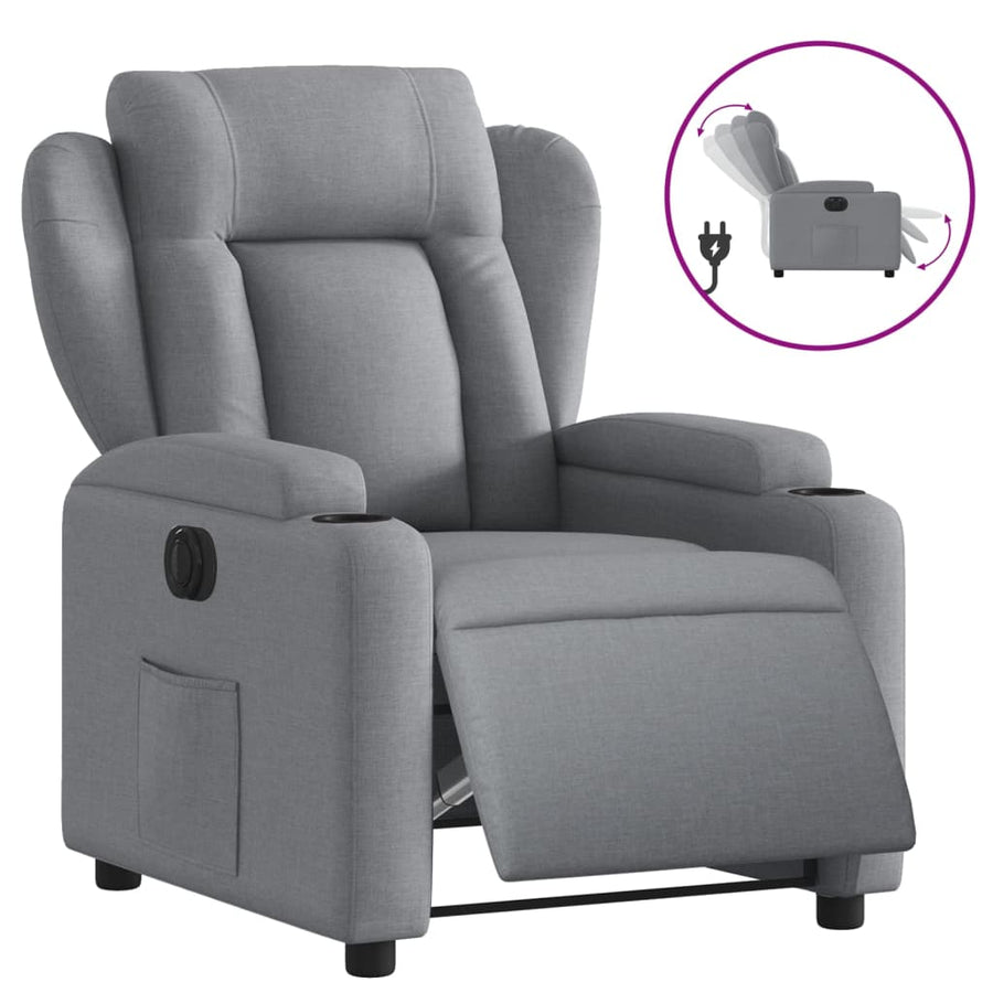 Fauteuil elektrisch verstelbaar stof lichtgrijs Nee Elektrisch verstelbaar