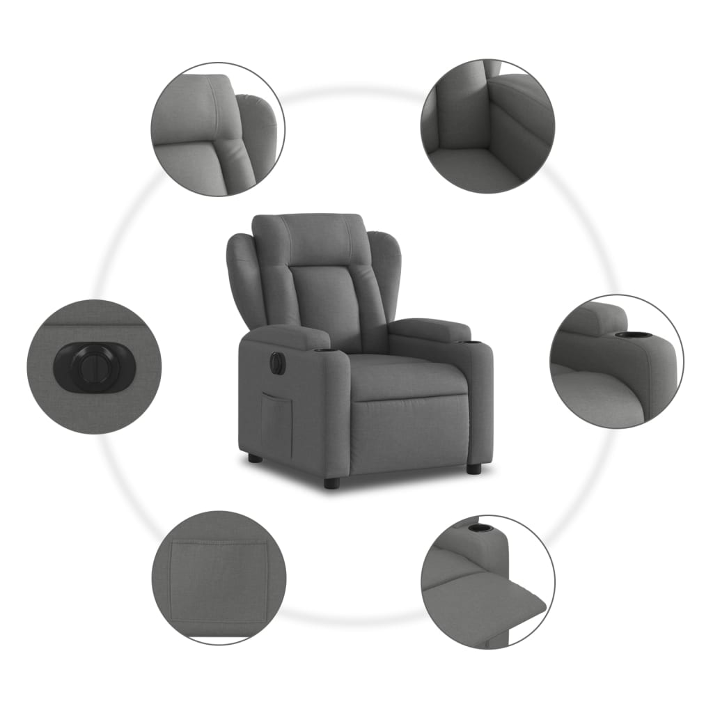 Fauteuil elektrisch verstelbaar stof donkergrijs Nee Elektrisch verstelbaar