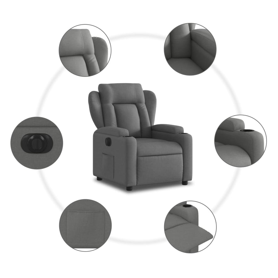 Fauteuil elektrisch verstelbaar stof donkergrijs Nee Elektrisch verstelbaar