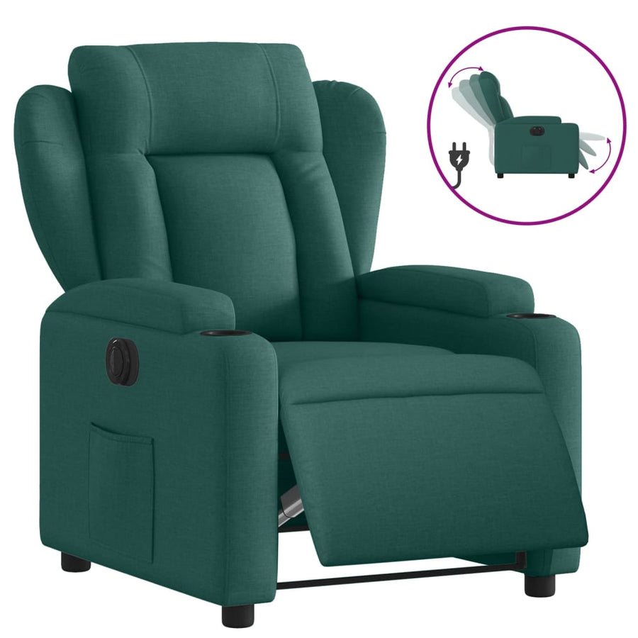 Fauteuil verstelbaar elektrisch stof donkergroen 1 Nee