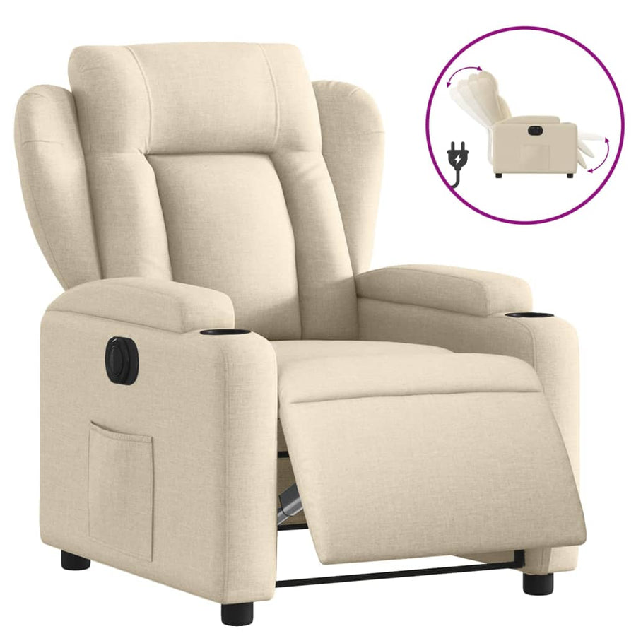 Fauteuil verstelbaar elektrisch stof crèmekleurig 1 Nee