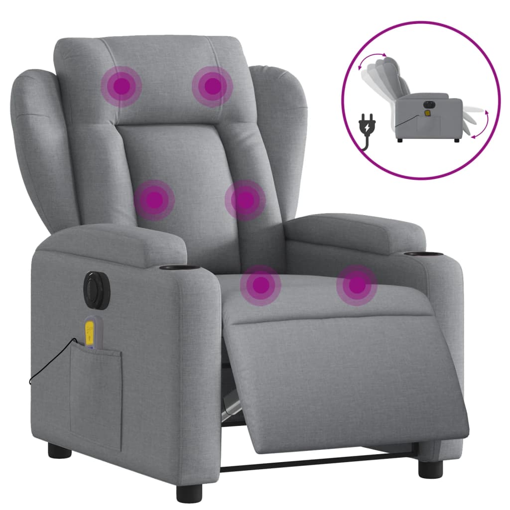 Massagestoel Stof Lichtgrijs Ja Elektrisch verstelbaar