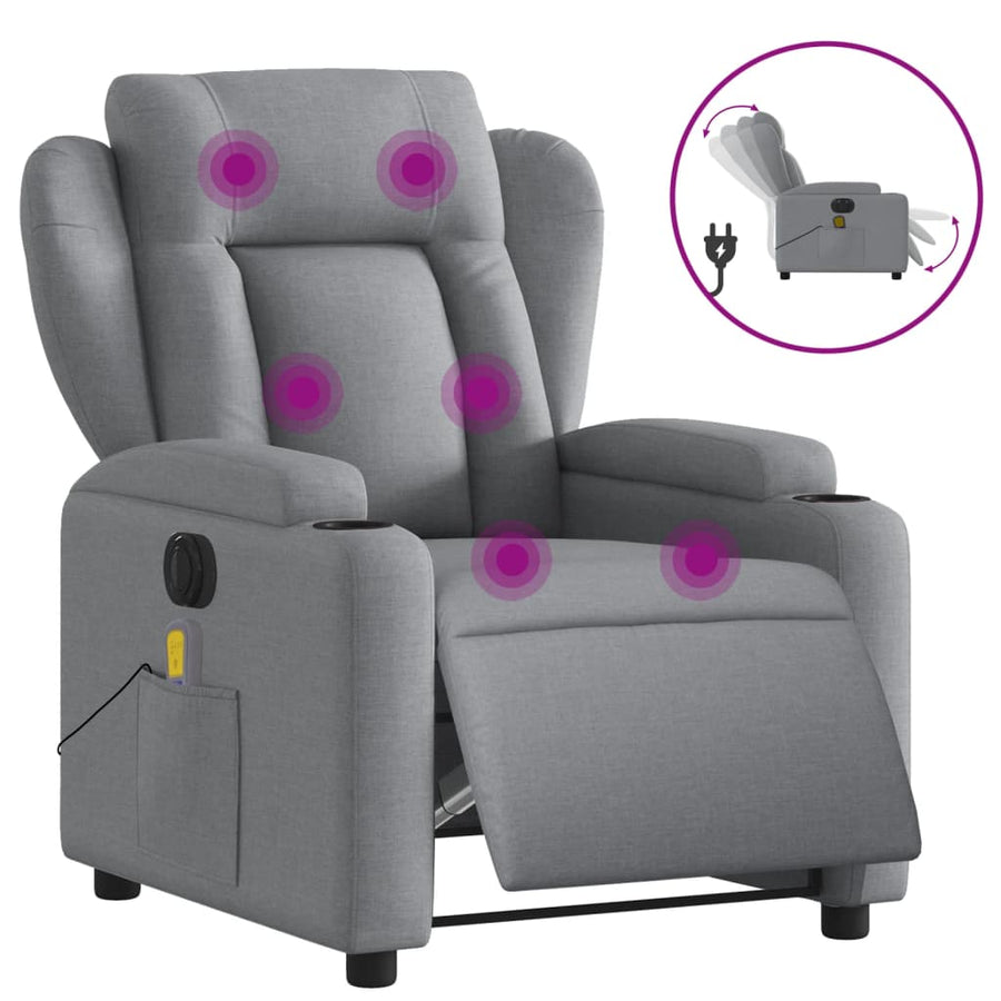 Massagestoel Stof Lichtgrijs Ja Elektrisch verstelbaar