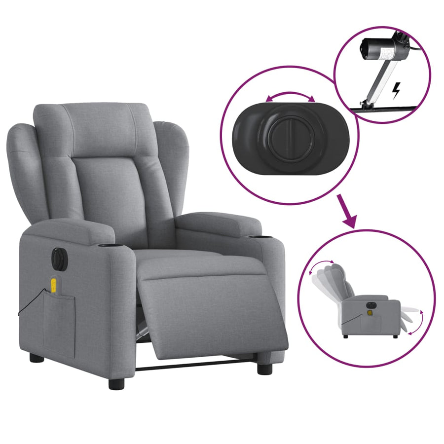 Massagestoel Stof Lichtgrijs Ja Elektrisch verstelbaar