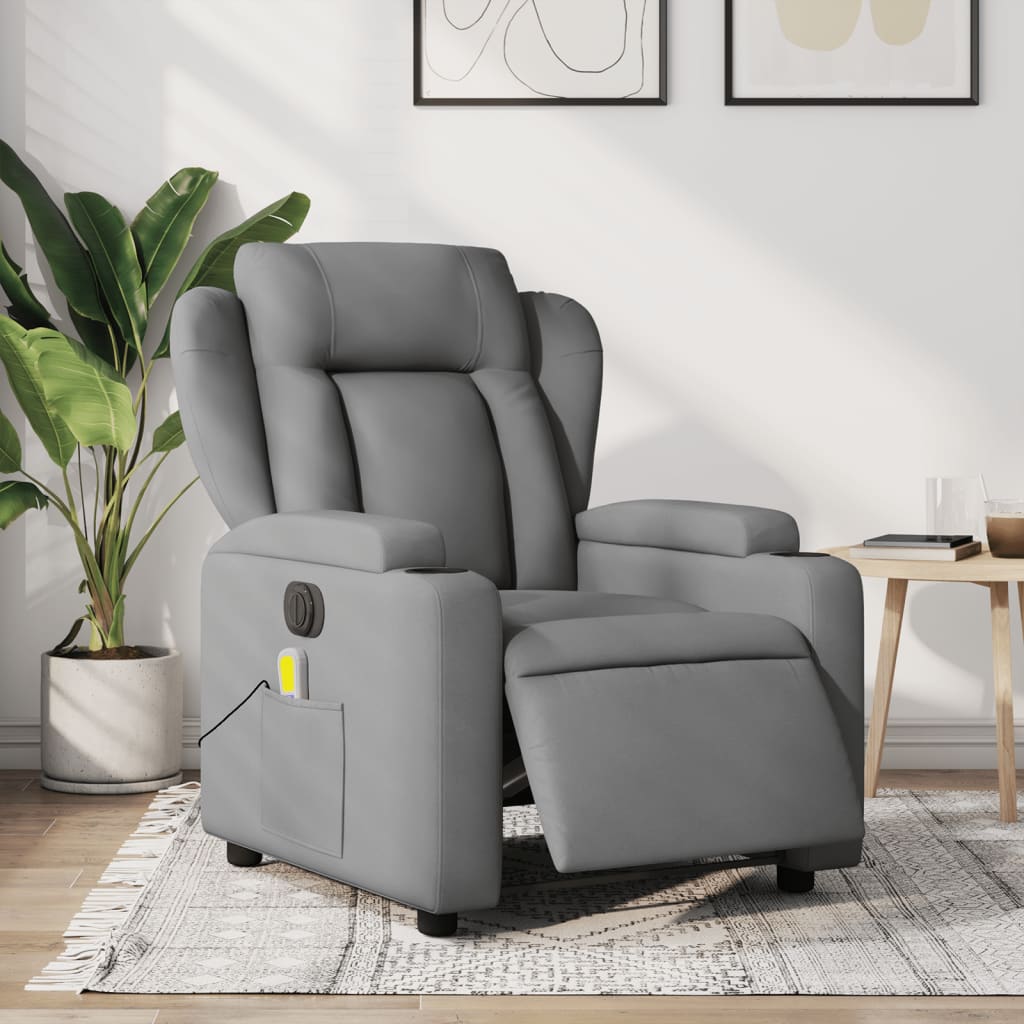Massagestoel Stof Lichtgrijs Ja Elektrisch verstelbaar