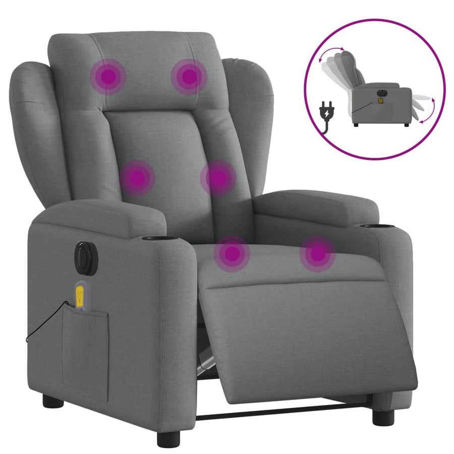 Massagestoel Stof Donkergrijs Ja Elektrisch verstelbaar