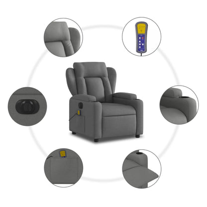 Massagestoel Stof Donkergrijs Ja Elektrisch verstelbaar