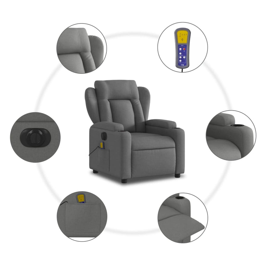 Massagestoel Stof Donkergrijs Ja Elektrisch verstelbaar