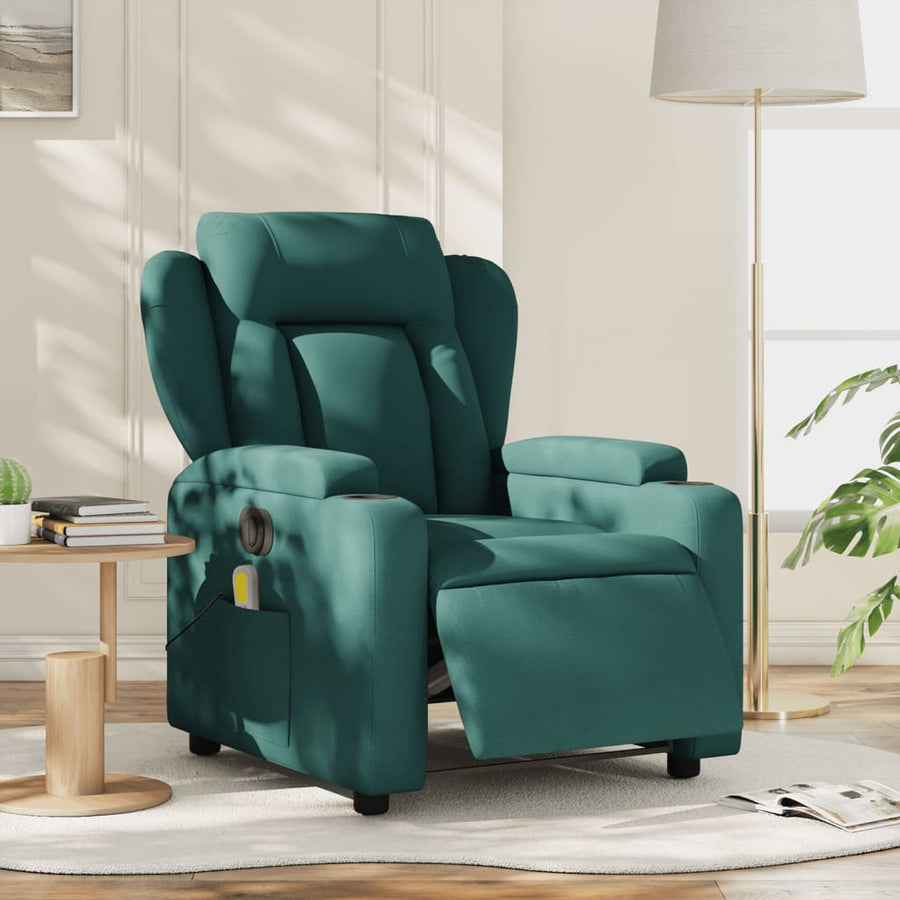 Massagestoel Stof Donkergroen Ja Elektrisch verstelbaar