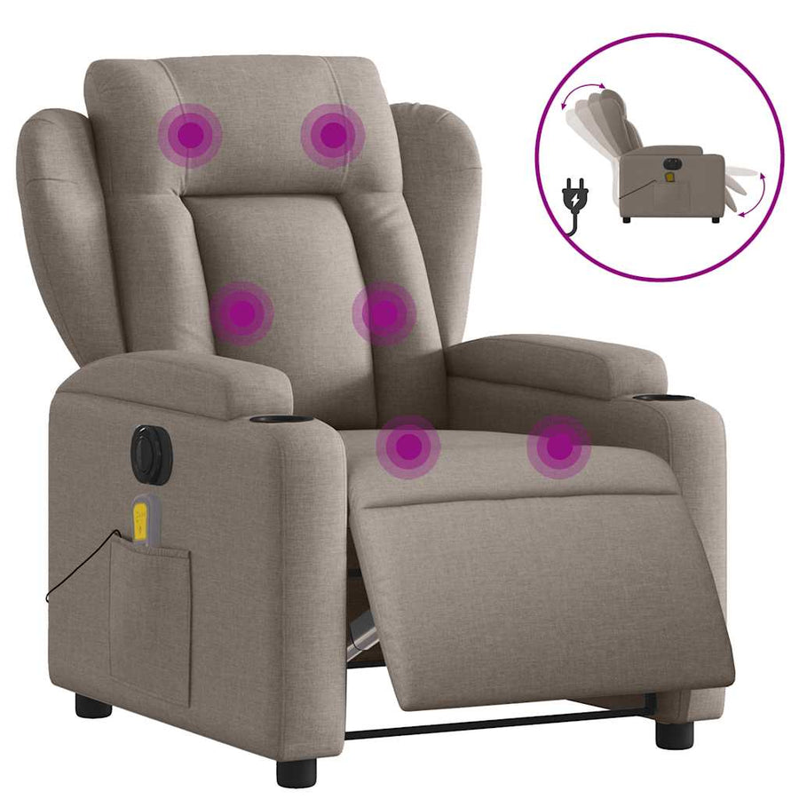 Massagestoel elektrisch verstelbaar stof taupe