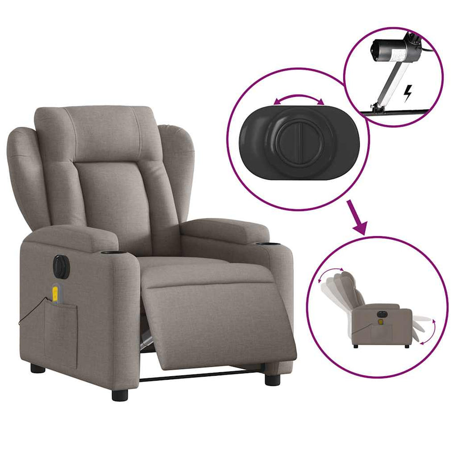 Massagestoel elektrisch verstelbaar stof taupe