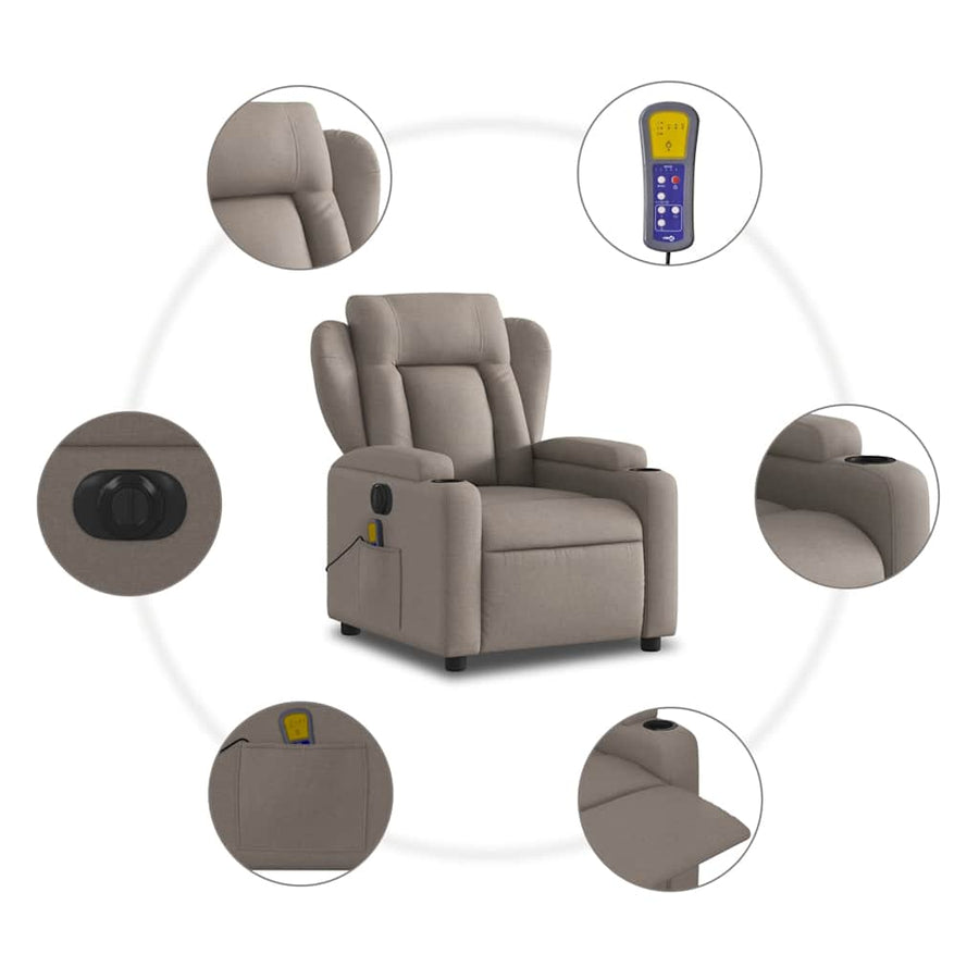 Massagestoel elektrisch verstelbaar stof taupe
