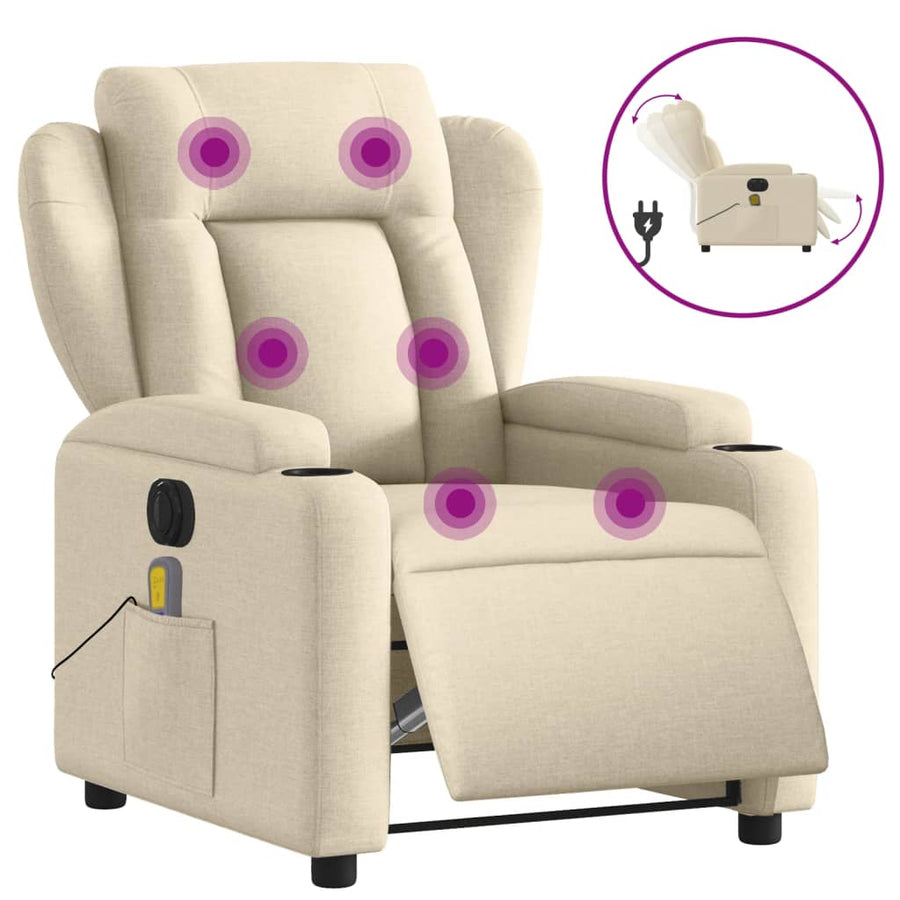 Massagestoel Stof Kleurig Crème Ja Elektrisch verstelbaar