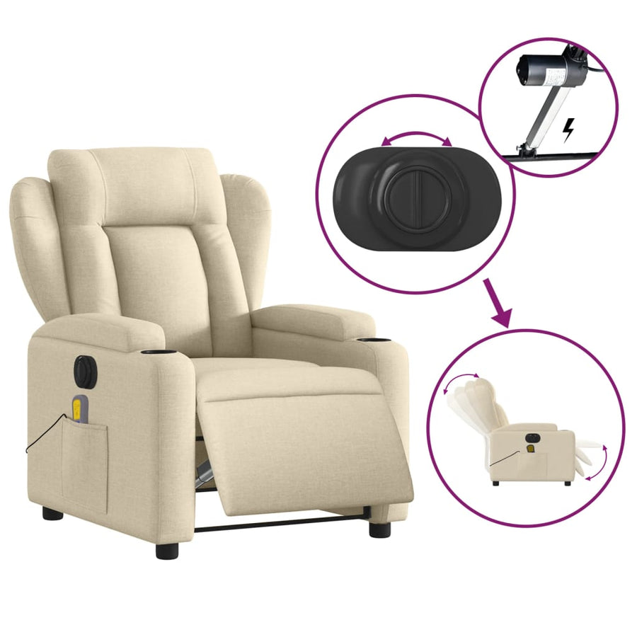 Massagestoel Stof Kleurig Crème Ja Elektrisch verstelbaar