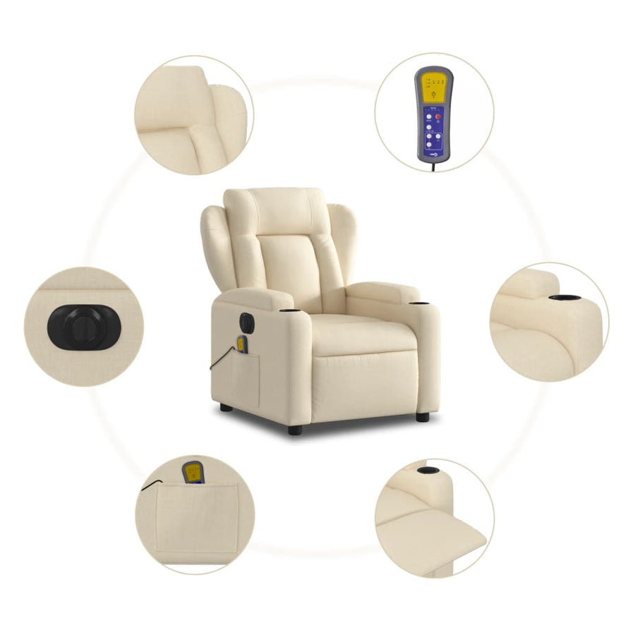Massagestoel Stof Kleurig Crème Ja Elektrisch verstelbaar