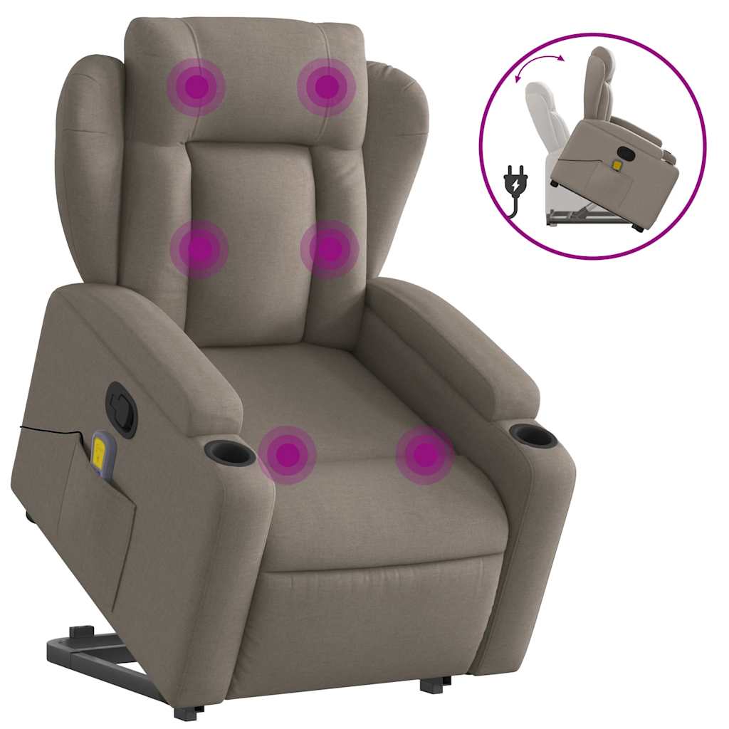 Sta-op-massagestoel verstelbaar stof taupe