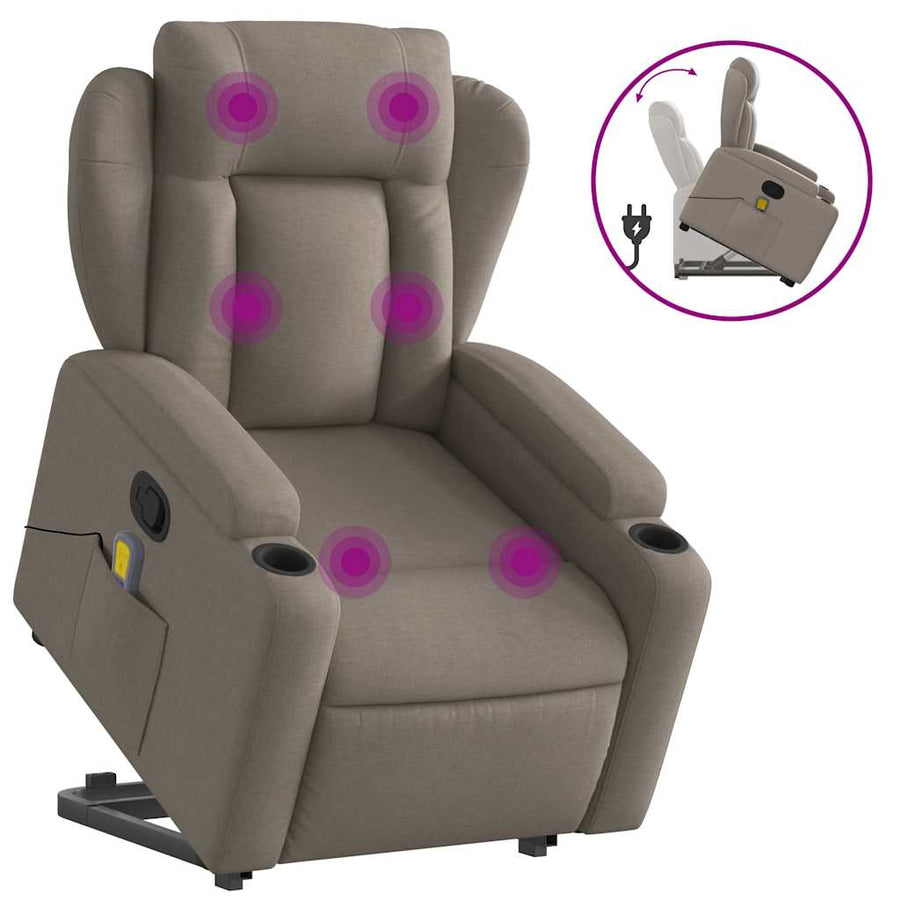 Sta-op-massagestoel verstelbaar stof taupe