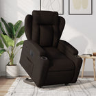 Electric lift-assist recliner, dark brown fabric