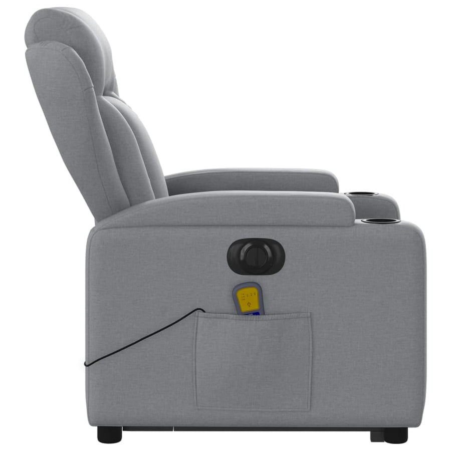 Sta-Op-Massagestoel Stof Lichtgrijs Ja Elektrisch verstelbaar