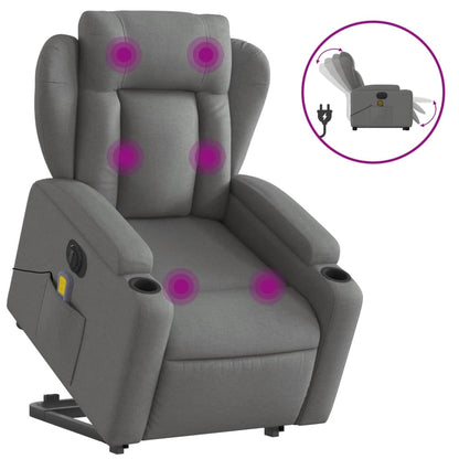 Sta-Op-Massagestoel Stof Donkergrijs Ja Elektrisch verstelbaar