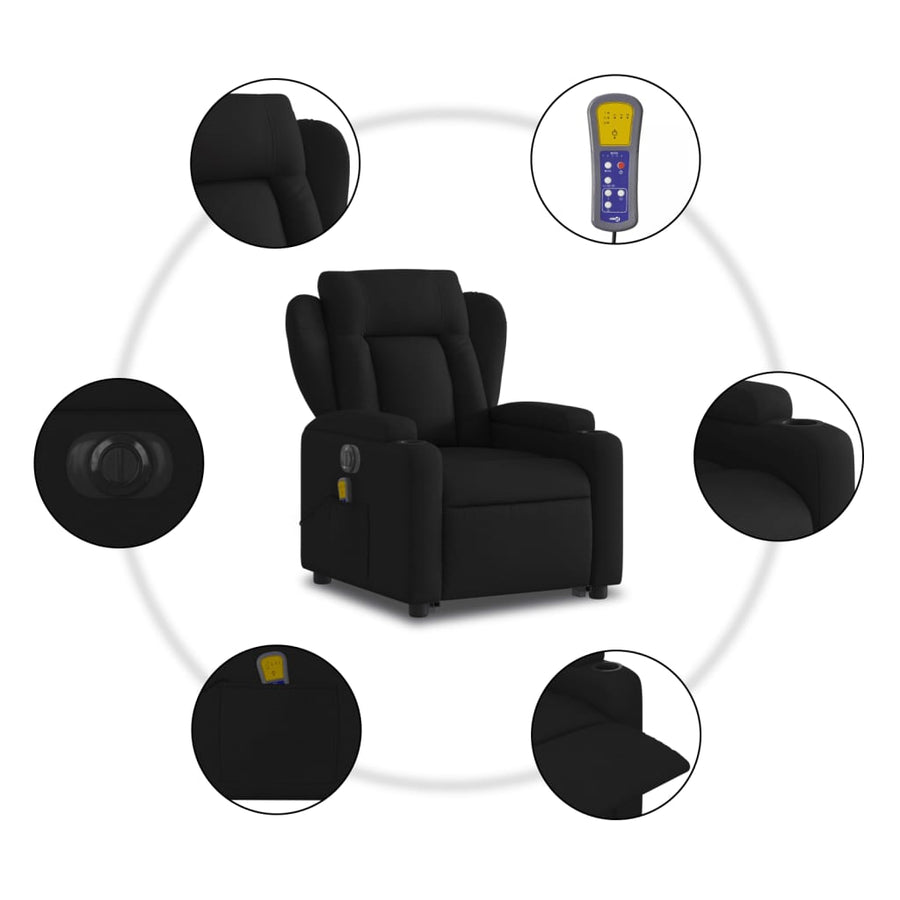 Sta-Op-Massagestoel Stof Zwart Ja Elektrisch verstelbaar