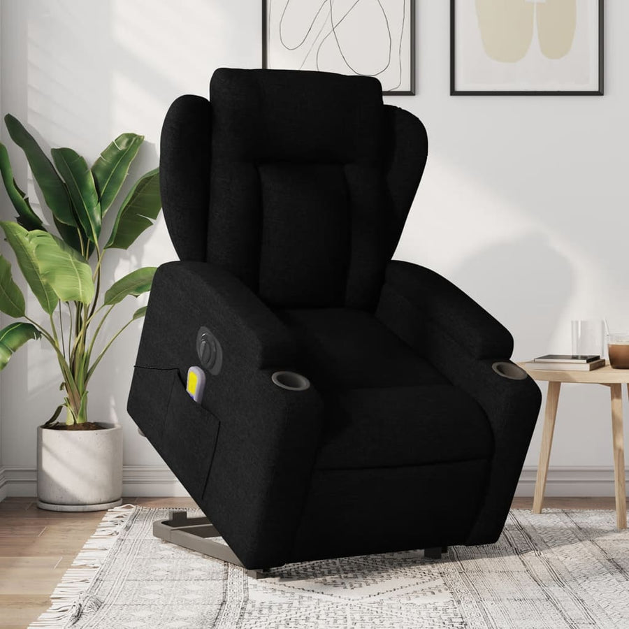 Sta-Op-Massagestoel Stof Zwart Ja Elektrisch verstelbaar