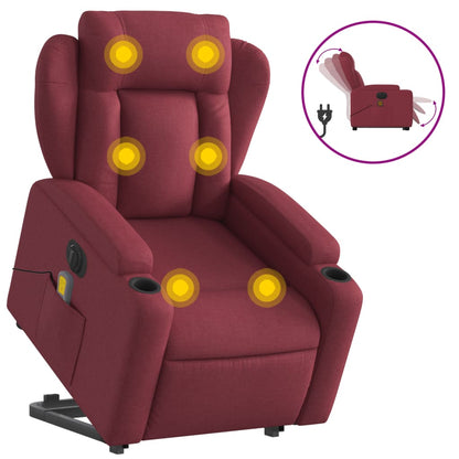 Sta-Op-Massagestoel Stof Wijnrood Ja Elektrisch verstelbaar
