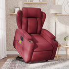 Recliner Massage Chair Electric Adjustable Fabric Wine Red
