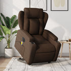 Lift-recline massage chair electric adjustable fabric brown