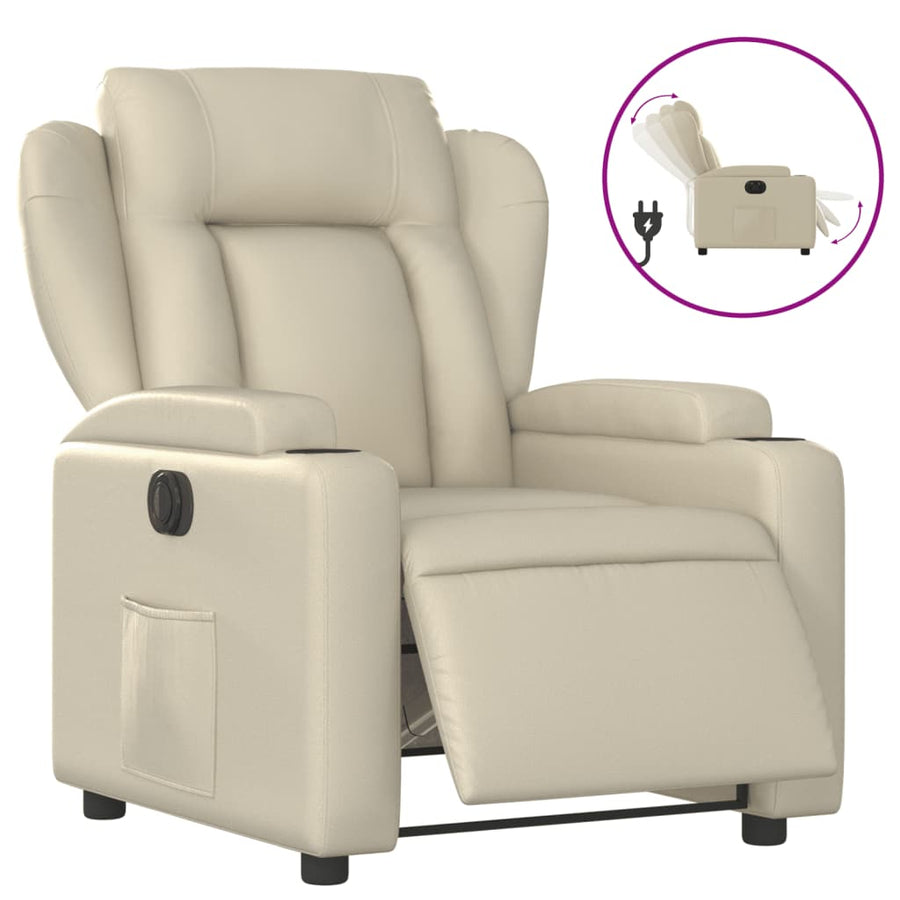 Fauteuil elektrisch verstelbaar kunstleer crèmekleurig Nee Elektrisch verstelbaar