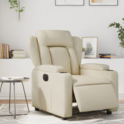 Fauteuil elektrisch verstelbaar crèmekleurig kunstleer