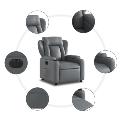 Fauteuil verstelbaar elektrisch kunstleer grijs Nee Elektrisch verstelbaar