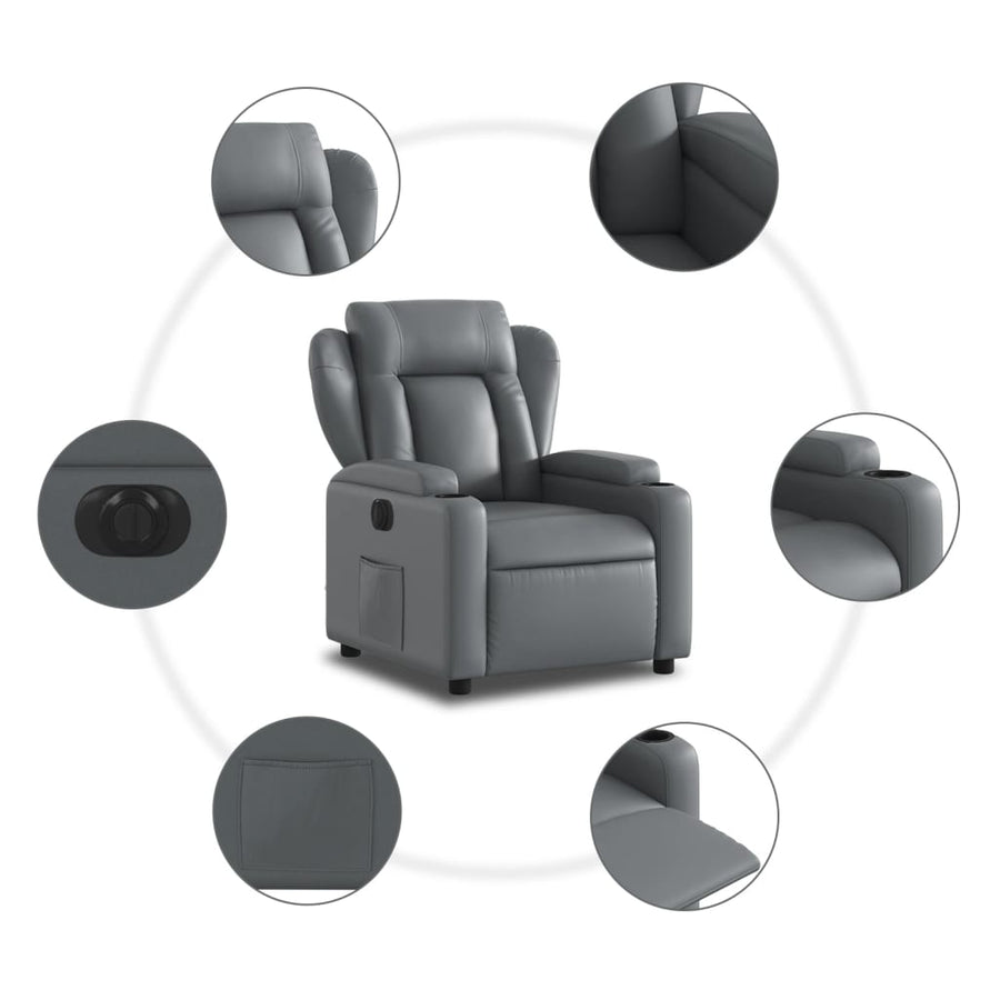 Fauteuil verstelbaar elektrisch kunstleer grijs Nee Elektrisch verstelbaar