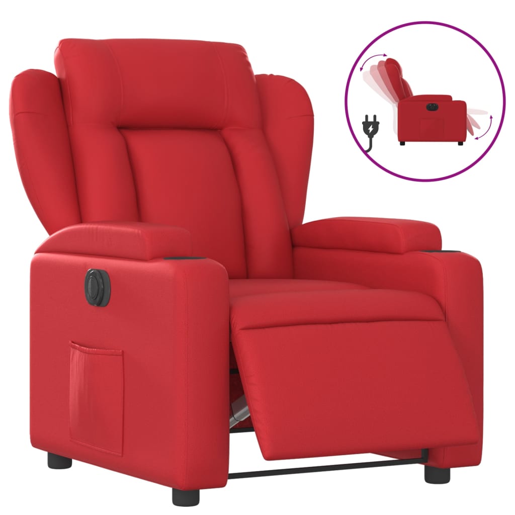 Fauteuil verstelbaar elektrisch kunstleer rood