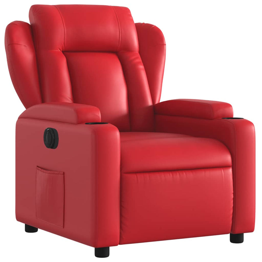 Fauteuil verstelbaar elektrisch kunstleer rood