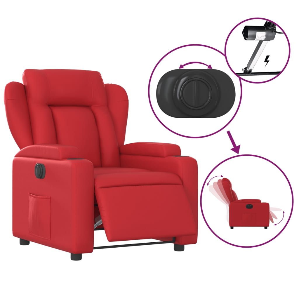 Fauteuil verstelbaar elektrisch kunstleer rood