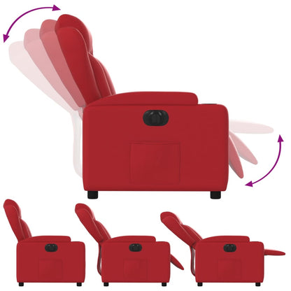 Fauteuil verstelbaar elektrisch kunstleer rood