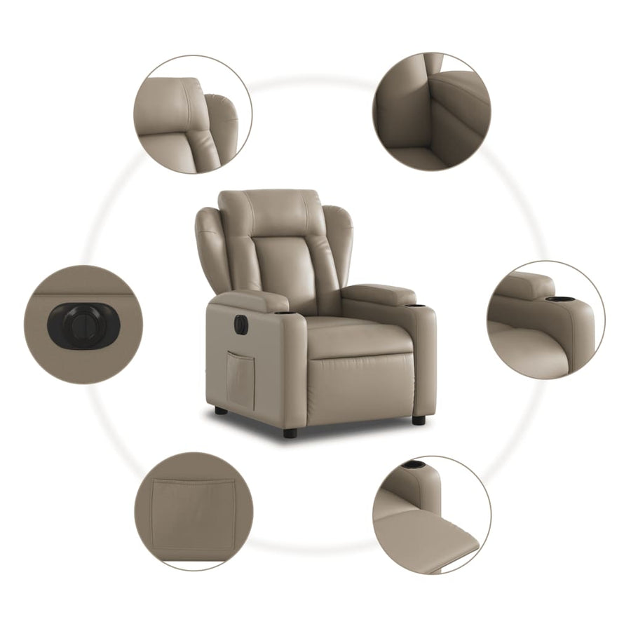 Fauteuil Verstelbaar Elektrisch Kunstleer Kleurig Cappuccino Nee Elektrisch verstelbaar