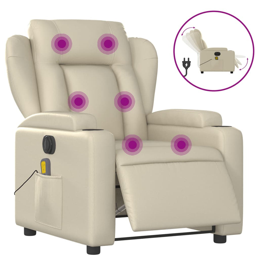Massagestoel Verstelbaar Elektrisch Kunstleer Kleurig Crème Ja Elektrisch verstelbaar