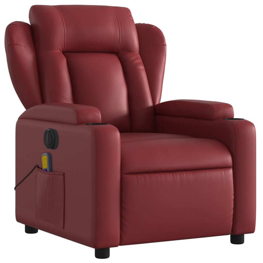 Massagestoel Verstelbaar Elektrisch Kunstleer Wijnrood Ja Elektrisch verstelbaar