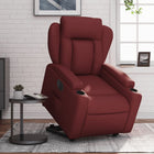 Electric recliner artificial leather wine red
