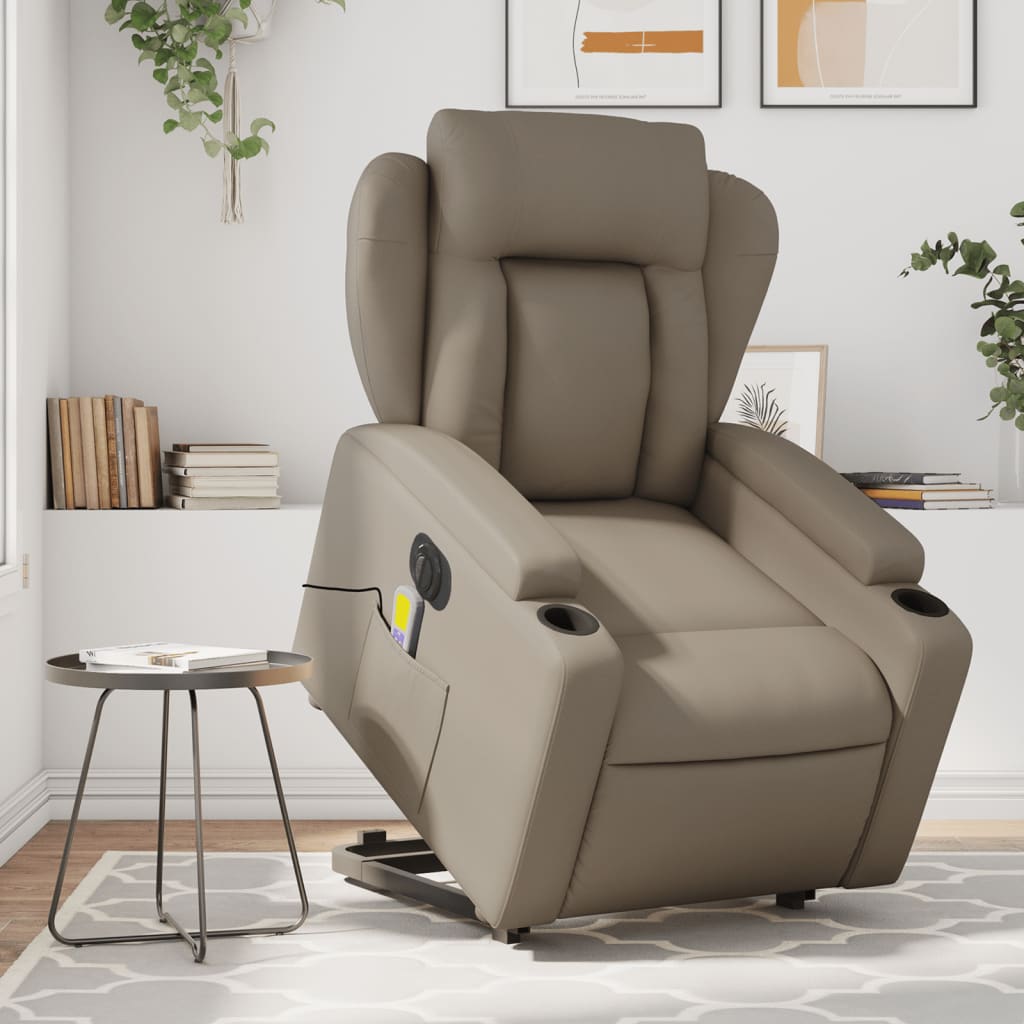 Sta-Op-Massagestoel Elektrisch Kunstleer Kleurig Cappuccino Ja Elektrisch verstelbaar